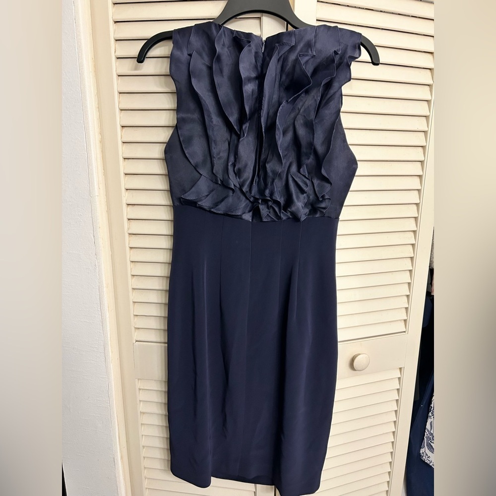 Wayne Clark  couture blue silk ruffled Cocktail Dress